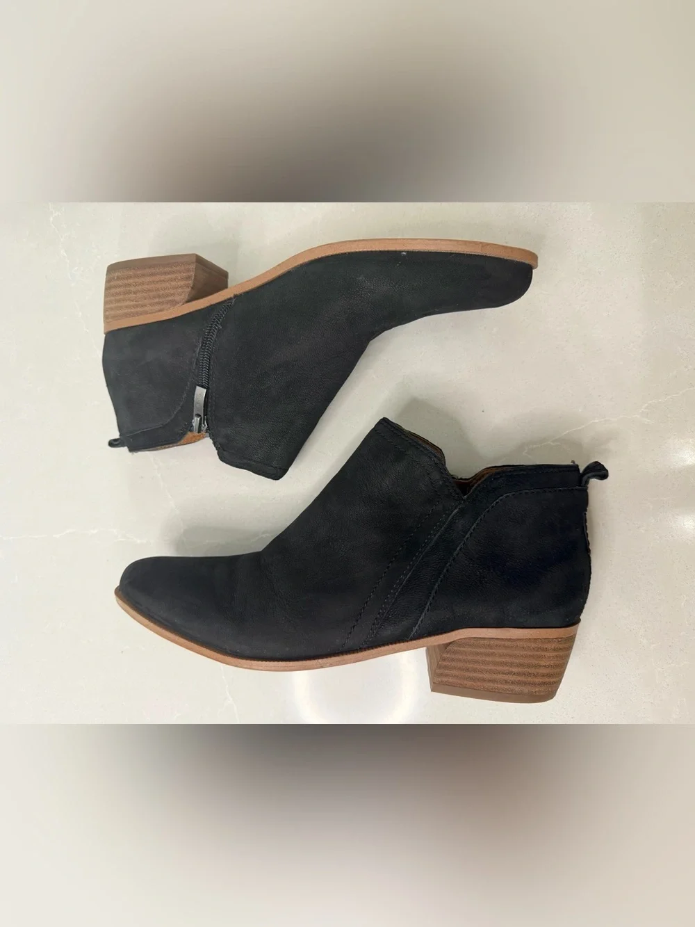 Franco Sarto Laslo Black Leather Ankle Booties 9.5M